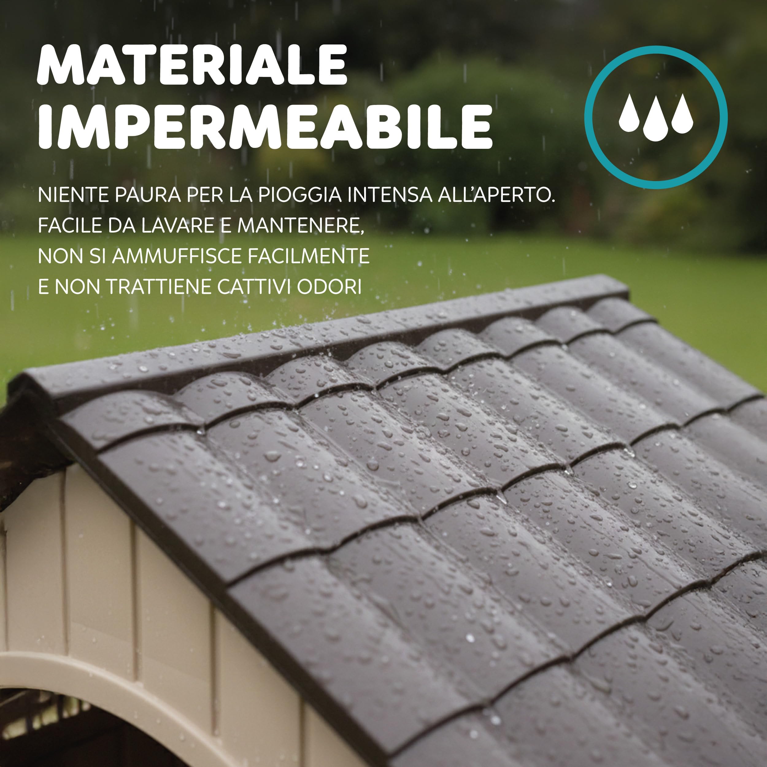 Aqpet Cuccia per Cani in Plastica Impermeabile da Esterno e Interno – Casetta con Pavimento Rialzato e Sistema di Ventilazione – Rifugio Resistente per Cani di taglia Grande 93x99x98hcm
