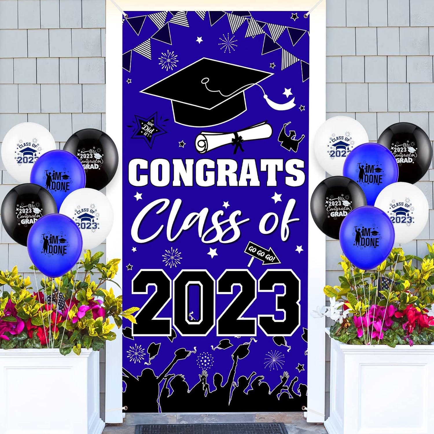 Navy Blue Graduation Party Decorations Congrats Grad Class