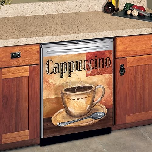 Miniatura 3 de Yosa Calcomanía magnética para decoración de cocina y té, diseño de capuchino para nevera, 23 x 26 pulgadas, panel de café retro, café 01, 23 x 26
