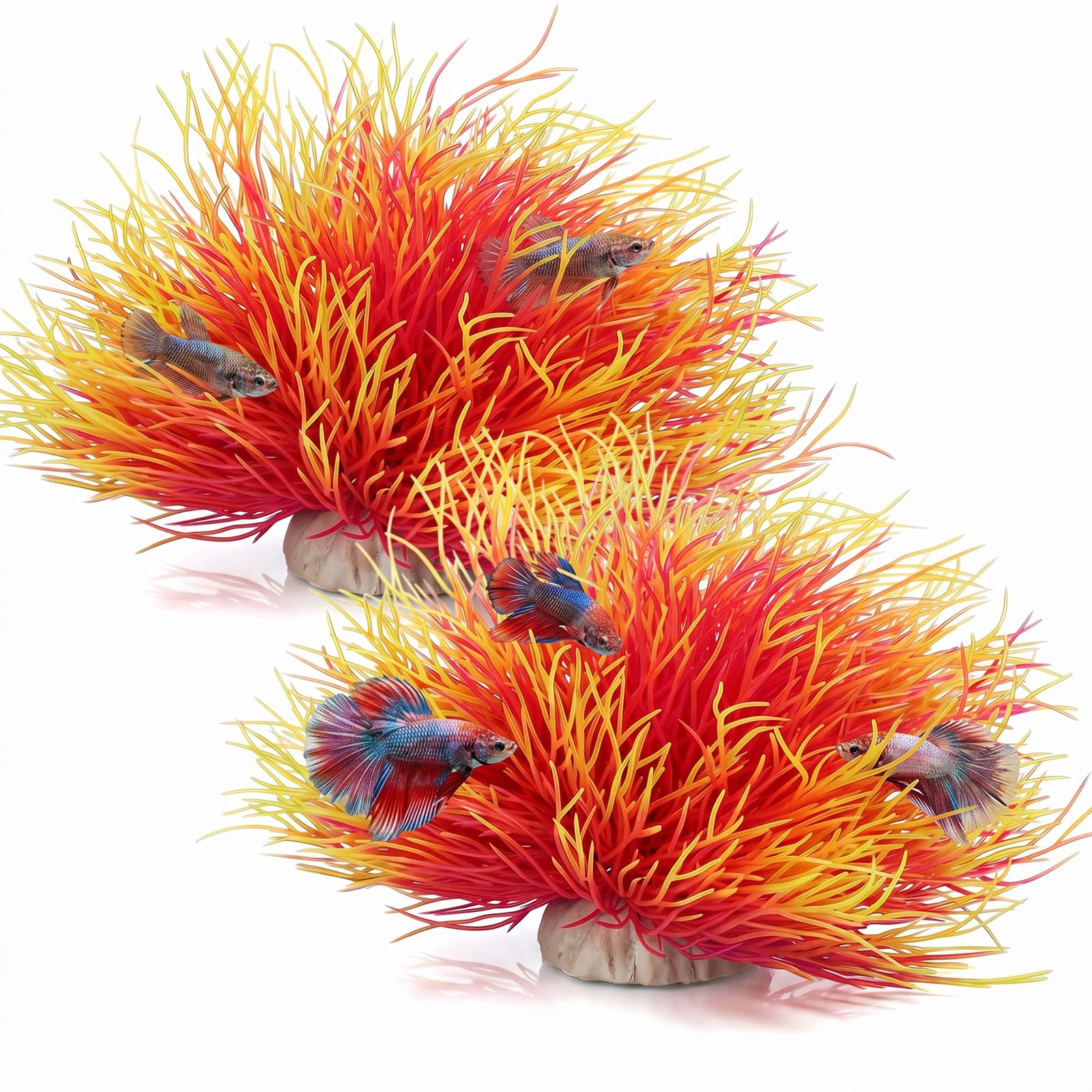 Abeillo 2 PCS Plastic Realistic Fish Tank Decor Plant Artificial Aquarium Plants Fake Natural Style Aquarium Decorations Plants Fish Tank Accessories