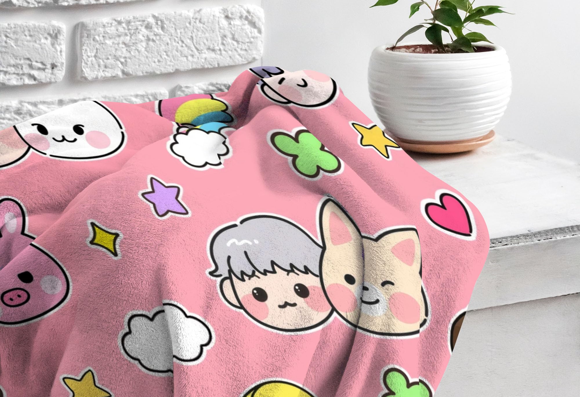 Amazon｜Allenjoy かわいい韓国音楽ピンクブランケット 57インチx50