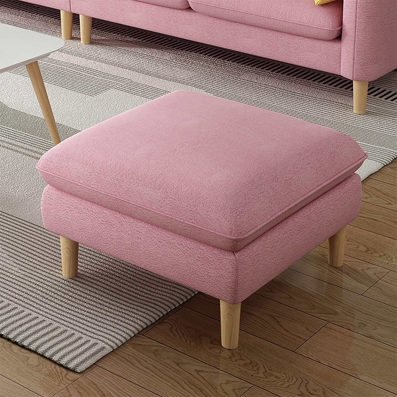 Repose-pieds ottoman moderne en similicuir, tabouret carré rembourré de salon
