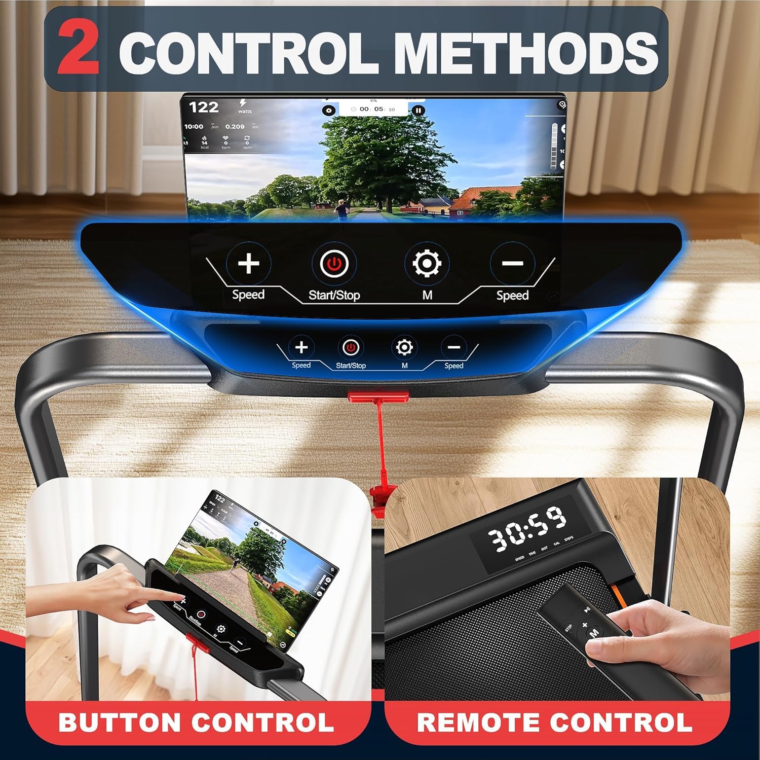 Cinta de Correr Plegable, Walking Pad con Motor de 2,5CV, 120 kg de Capacidad de Carga, Velocidad de 1-12 km/h, con Pendiente, Banda de Rodadura de 7 Capas, sin Necesidad de instalación