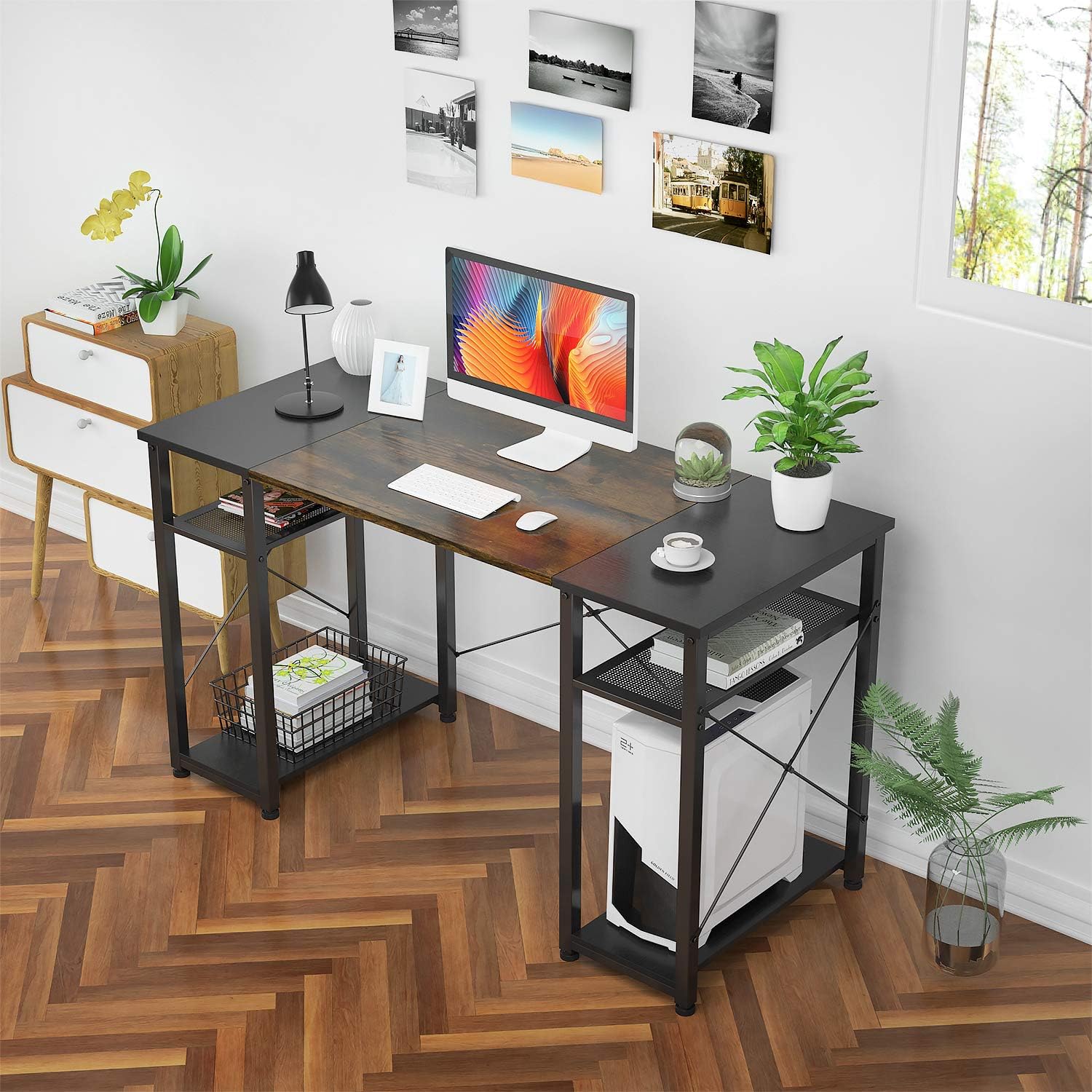 Foxemart 39” Computer Desk with Storage Shelves