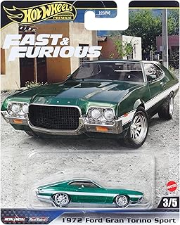 Hot Wheels Premium Fast & Furious 1972 Ford Gran Torino Sport, 1:64 Scale, Green