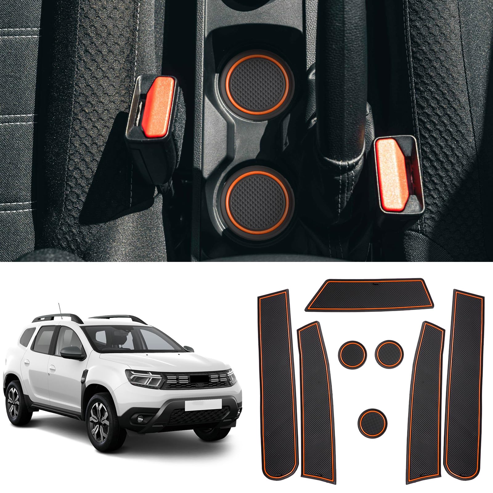 Tappetini antiscivolo per Dacia Spring in gomma nera, 4 pezzi