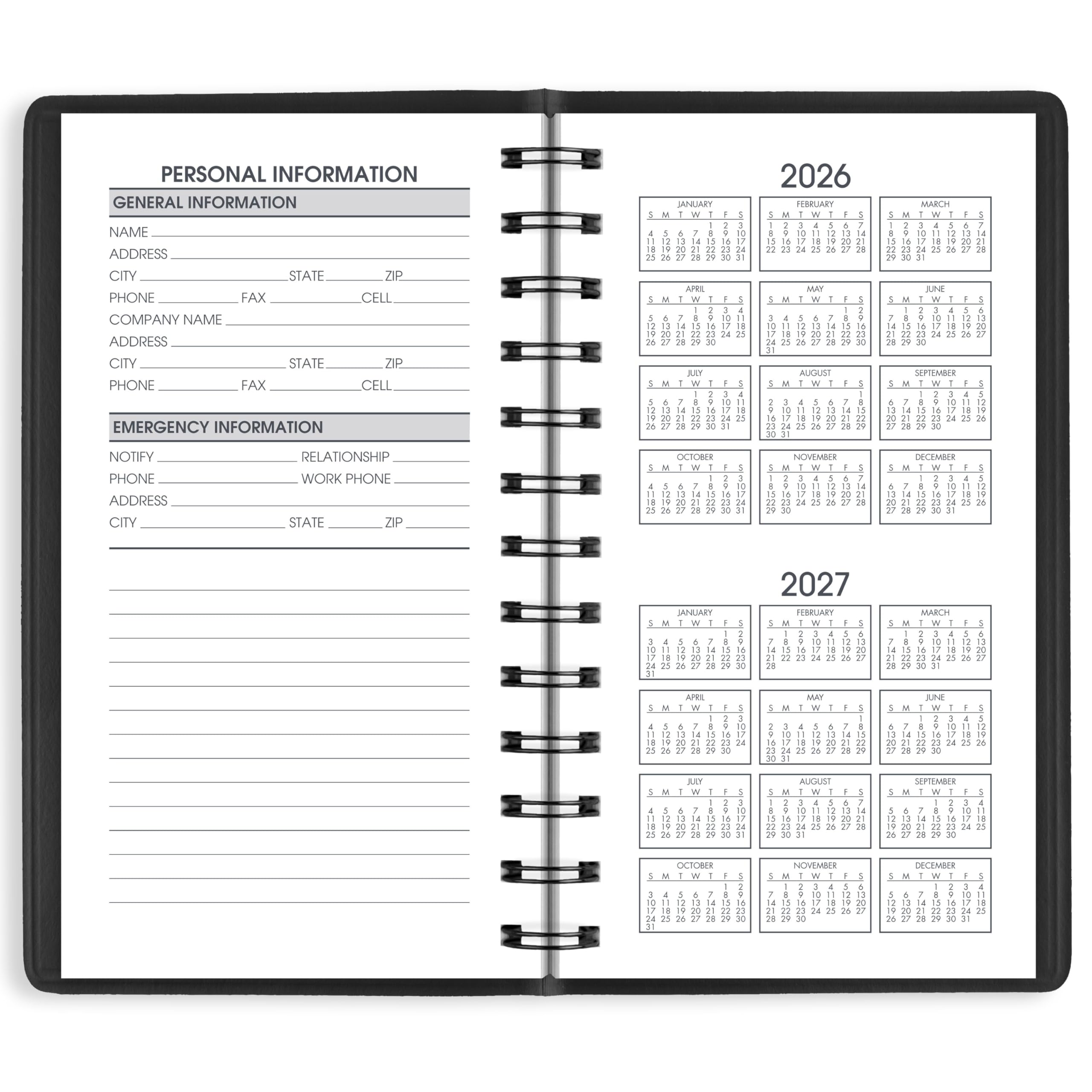 AT-A-GLANCE Agenda settimanale 2026, 6,3 x 11,4 cm, formato tascabile, nero (700350526)