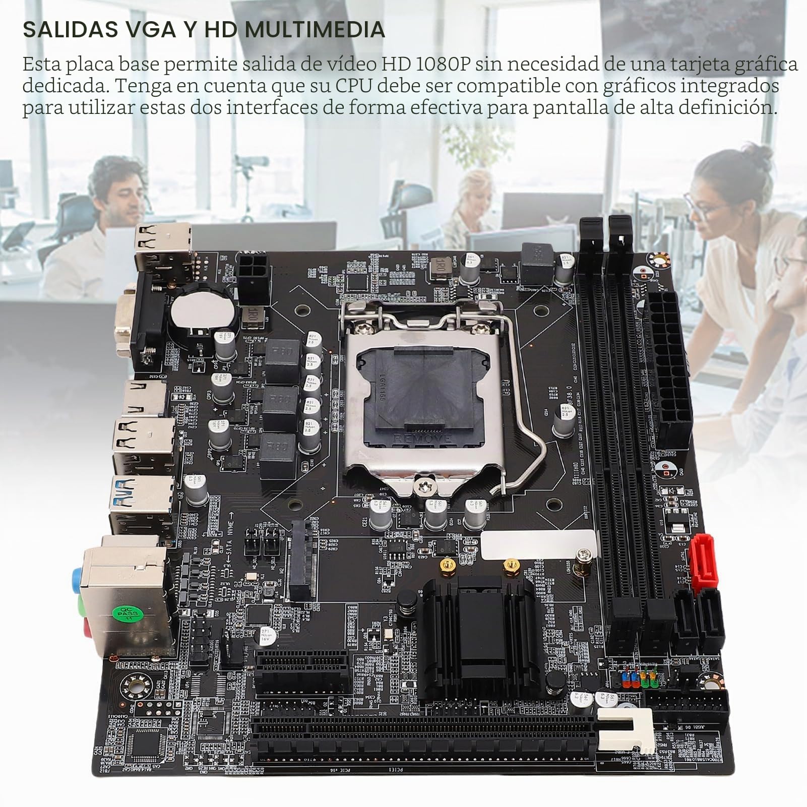 Placa Base B75 LGA 1155 DDR3 M.2 NVME NGFF para Core i3 i5 i7 Xeon E3 V2, 2x8GB Ranura de Memoria, Soporte VGA HD, 6 Fase Fuente de Alimentación