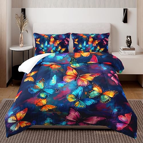 Miniatura 9 de HOSIMA Juego de edredón de medusas, maravilloso mundo submarino, algas marinas, medusas marinas, decoración de habitación de niñas, juego de ropa de