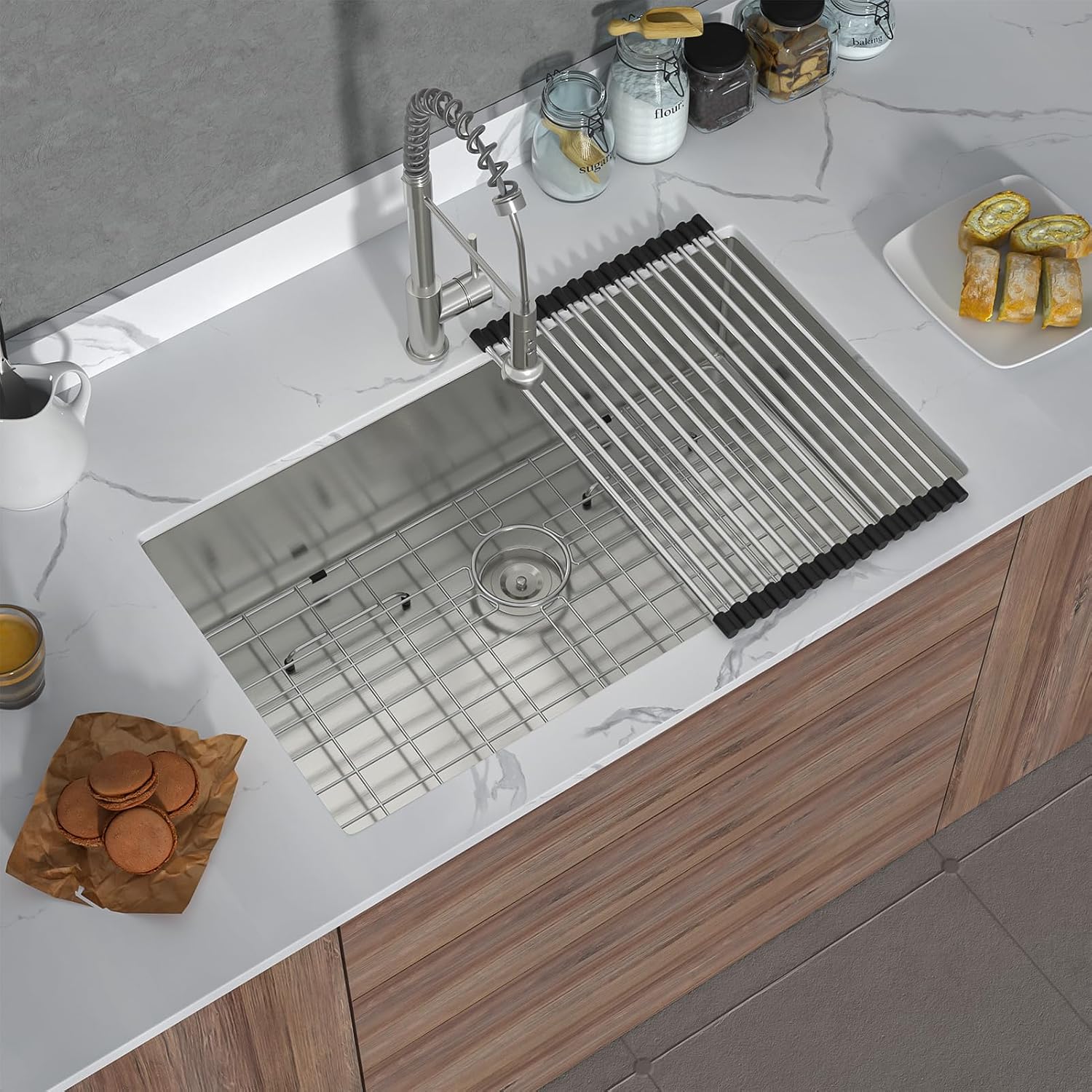 33 Undermount Kitchen Sink - 33x19 inch Stainless Steel 16 Gauge Undermount Sink Single Bowl Under Counter Rectangular Kitchen Sinks Basin