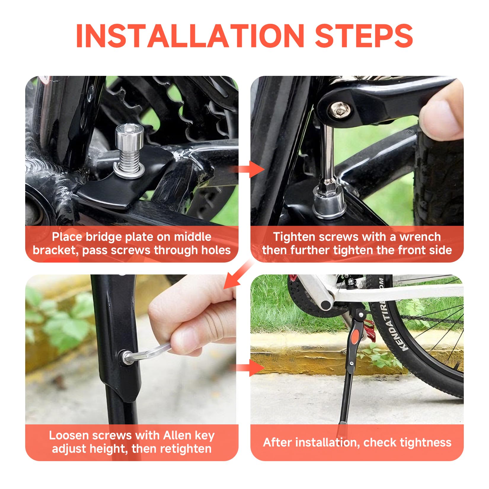 Soporte universal para bicicleta de 20 a 26 pulgadas, ajustable en altura, estable con pie de goma antideslizante para bicicleta de niños, bicicleta de montaña, bicicleta eléctrica
