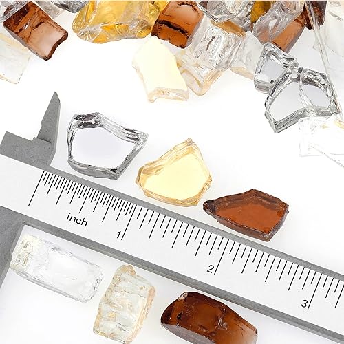 Miniatura 169 de Mr. Fireglass Vidrio de fuego de 10 libras, rocas de vidrio templado reflectante de 1/2 pulgada de alto brillo para chimenea, mesa de hoguera y Oro