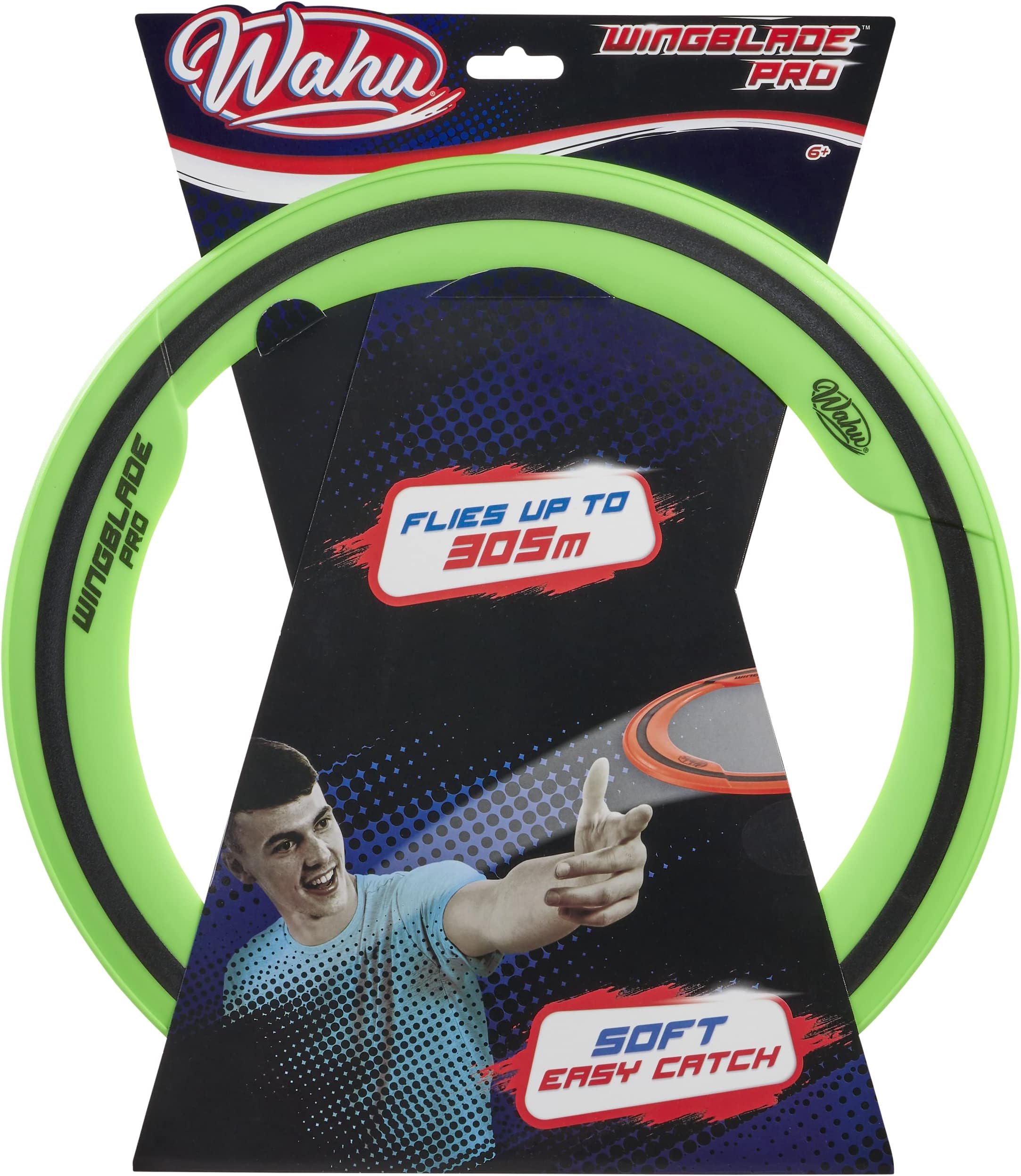 Wahu WingBlade Pro Aerodynamic Flying Disc Throw and Catch Toy, 13" Outdoor Soft Rubber Frisbee Disc, Flies up to 1,000', Green