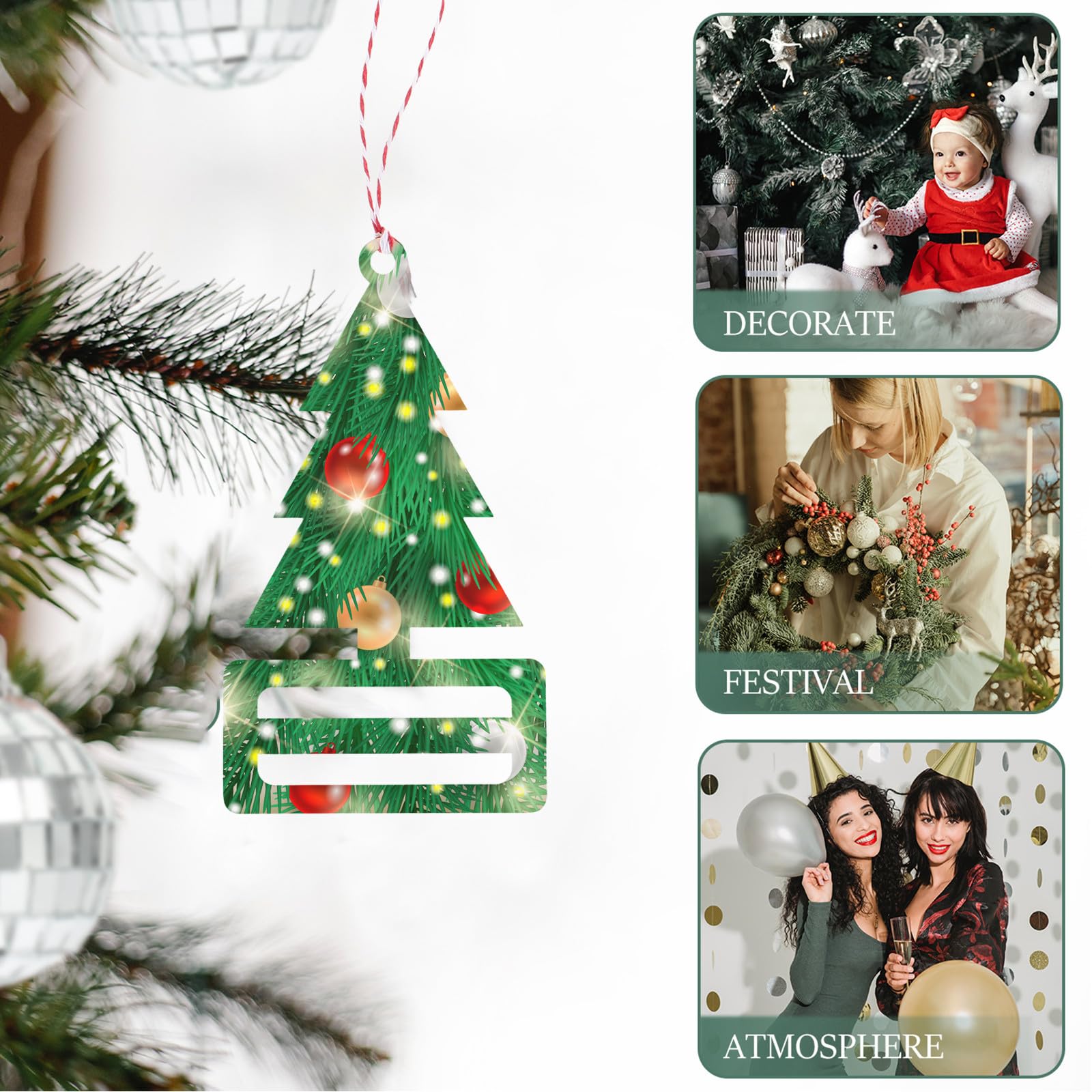 NUOBESTY 50 Piezas Adorno de Madera para Árbol de Navidad, Decoración DIY