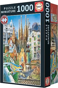Educa - The World's Smallest 1000-Piece Puzzle for Adults | Gaudi, Miniature Collage. Includes Fix Puzzle Glue. Dimensions: 30 x 46 cm. Ages 14 and up (20376)