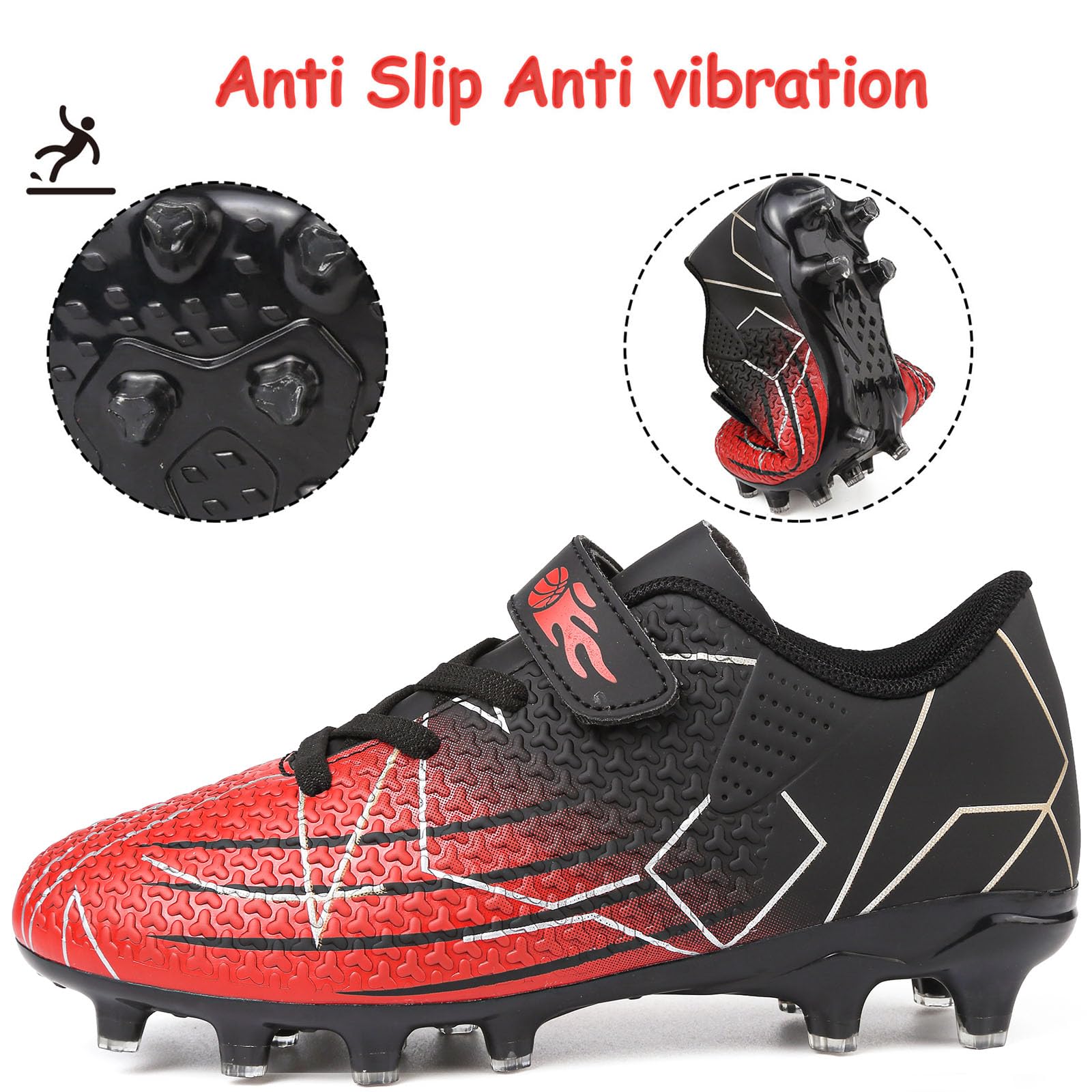Chaussures de Football Garçon Crampons Enfant Professionnel Chaussure de Foot Low-Top Spike Entrainement Chaussures de Sport en Plein Athlétisme Compétition