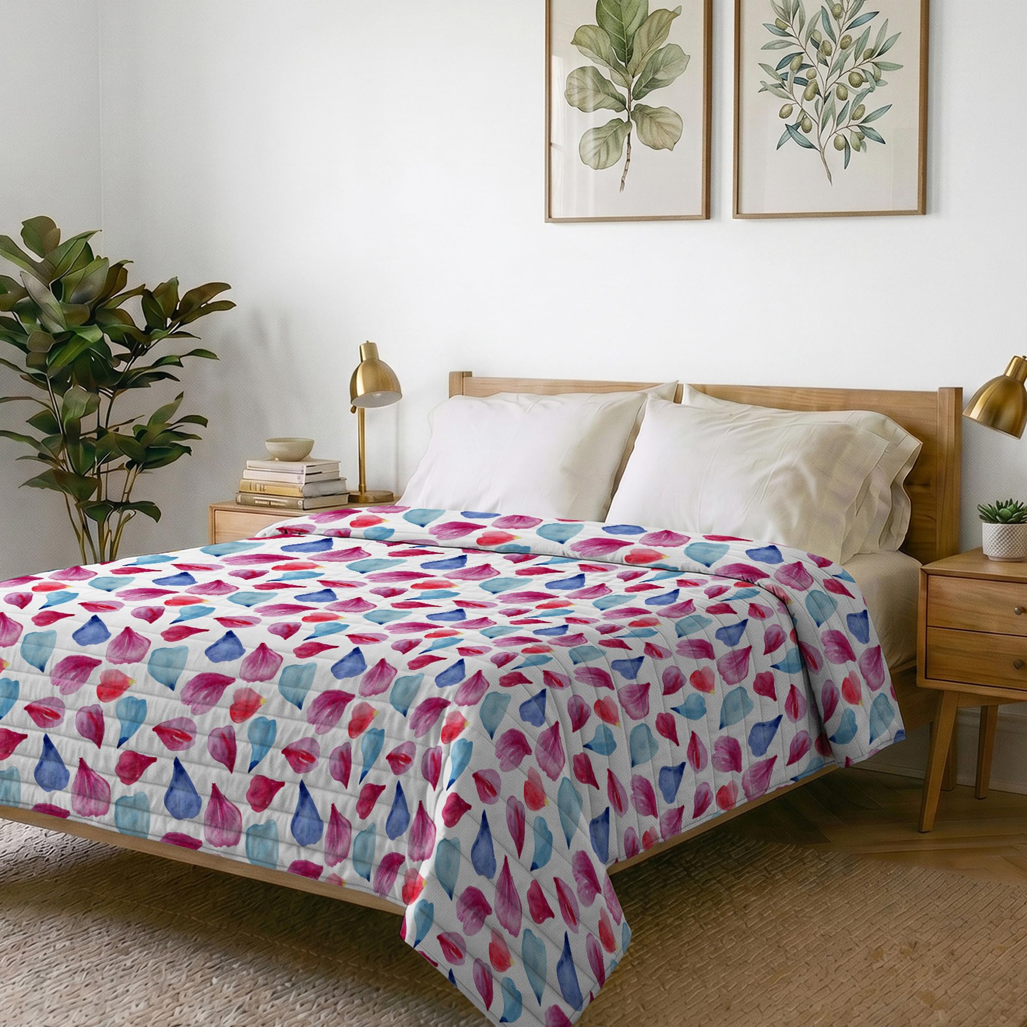 Italian Bed Linen printed summer quilt FANTASY, polyester filling, Petali, 260x270cm