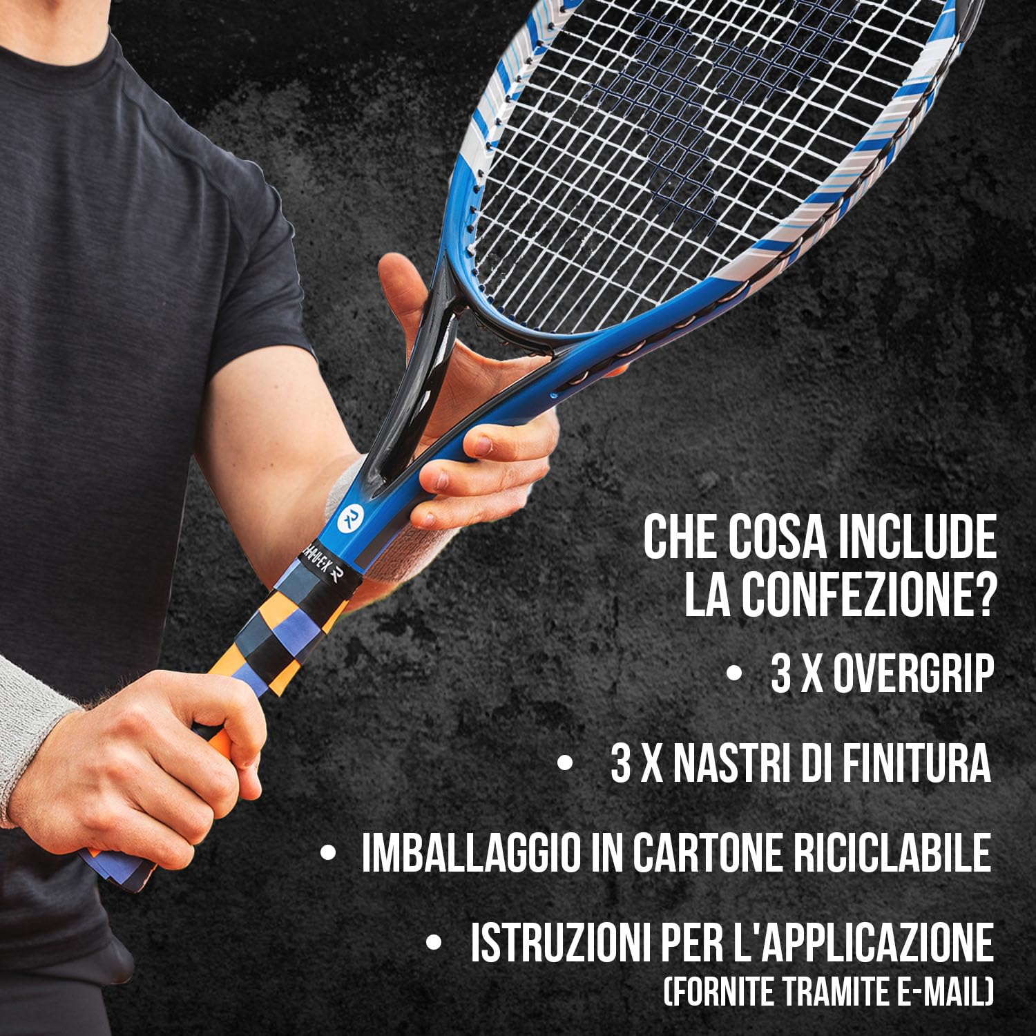 Raquex Nastro Adesivo Mimetico Evoke - Nastro per Impugnatura per Racchette da Tennis - Nastro Antiscivolo per Racchette da Tennis, Badminton e Squash - Confezione da 3