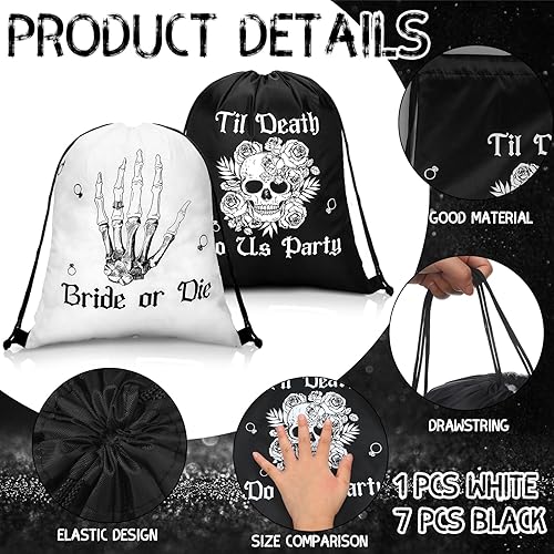 Miniatura 3 de Amylove 7 bolsas con cordón para despedida de soltera o muerte, bolsas con cordón para despedida de soltera, suministros de despedida de soltera,