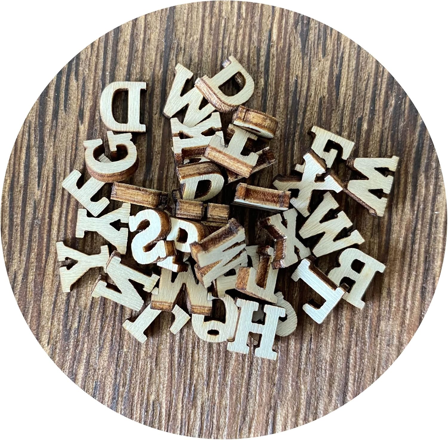 Quarter Inch 0.25 Inch 2142 Pieces Tiny Wooden Letters Unfinished Wood Numbers for Scrapbooking Crafts (with Two Fonts in Brown Tray)