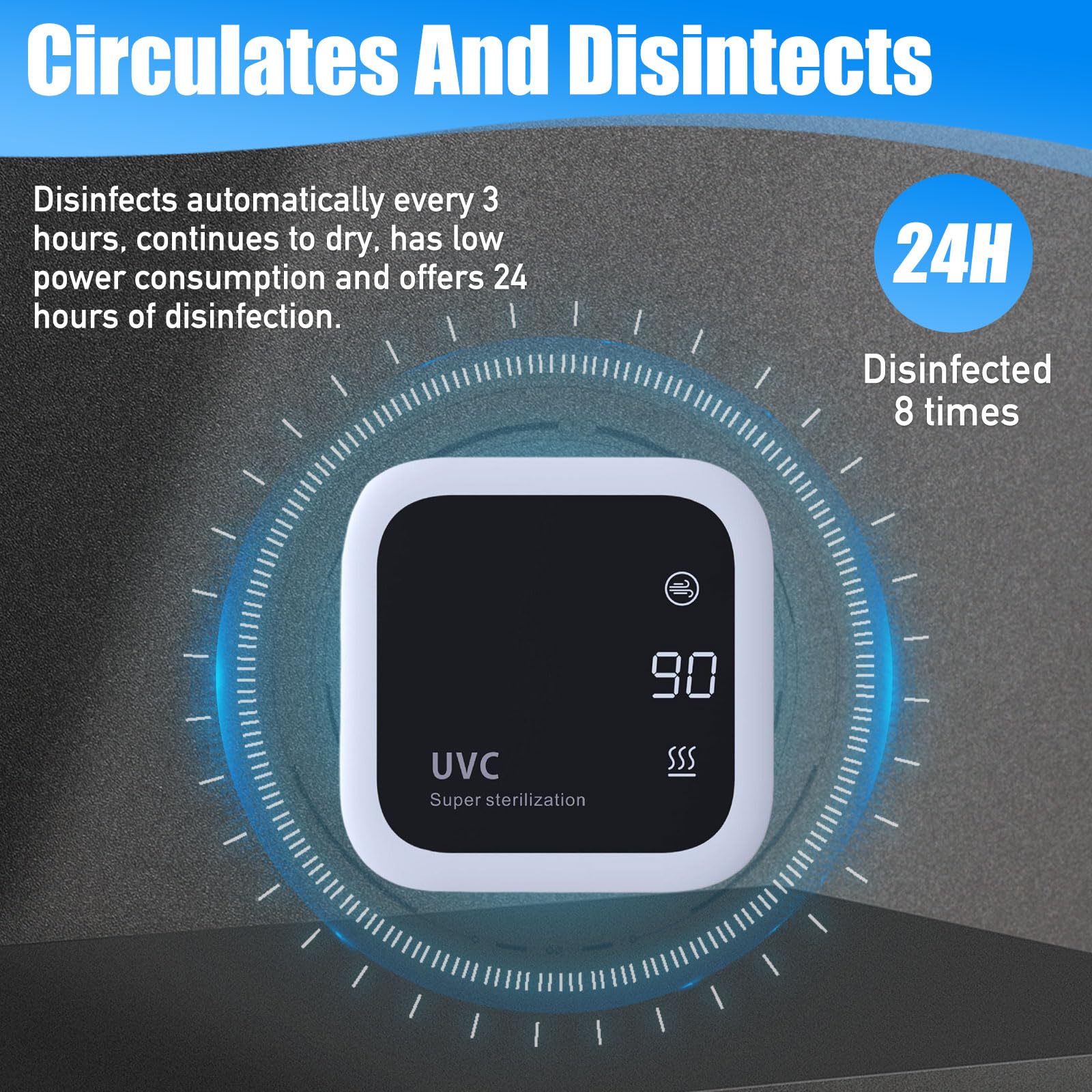 Spazzolino disinfettante, spazzolino da denti UV, disinfettante, portaspazzolino portatile con funzioni temporali e schermo LED, 1000 mAh ricaricabile a parete senza fili montato a parete