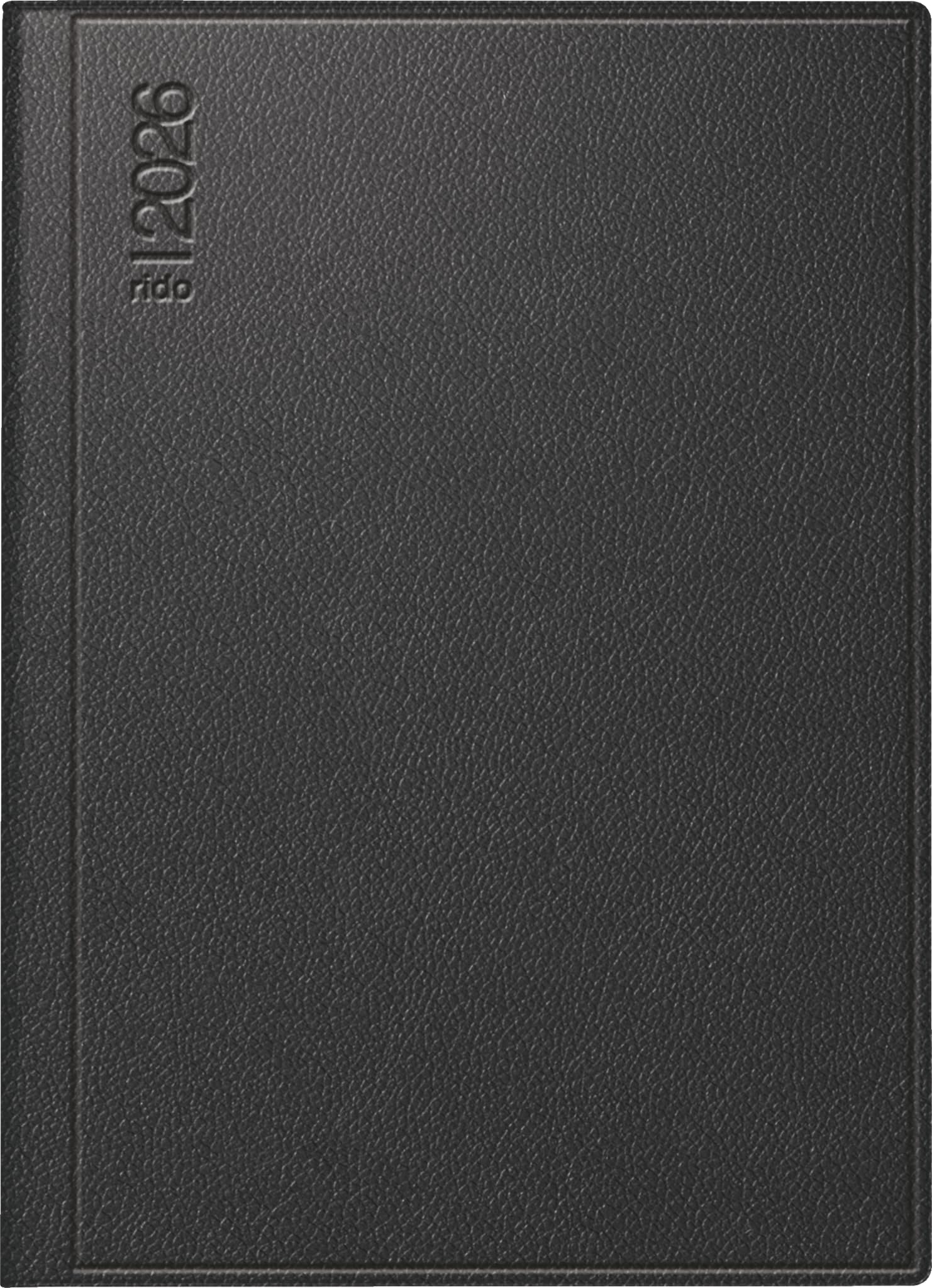 rido/idé Taschenkalender Mod. Technik III 2026 | A6, Leder, schwarz