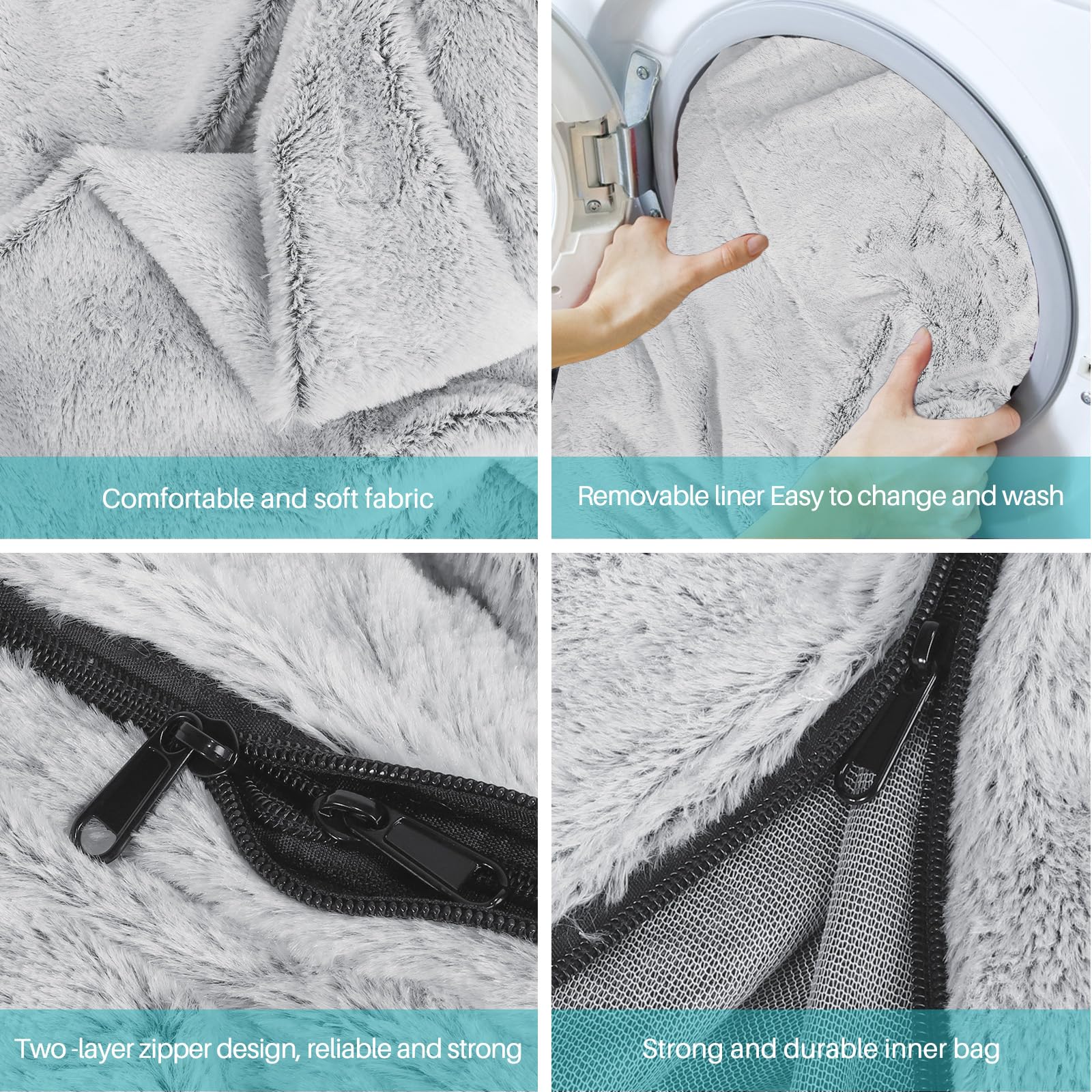 cjc Microsuede 6FT 7FT Foam Giant Bean Bag Cover Memory Living Room