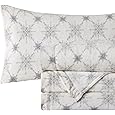 Elegant Comfort Luxuriously Soft 4-Piece Holiday Velvet Plush Flannel Sheet Set - Premium Quality - Cozy Warm, Christmas Fuzzy Velvet Flannel Fleece Deep Pocket Sheet Set - King, Gray Snowflake