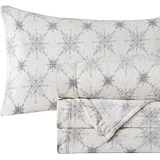 Elegant Comfort Luxuriously Soft 4-Piece Holiday Velvet Plush Flannel Sheet Set - Premium Quality - Cozy Warm, Christmas Fuzzy Velvet Flannel Fleece Deep Pocket Sheet Set - King, Gray Snowflake