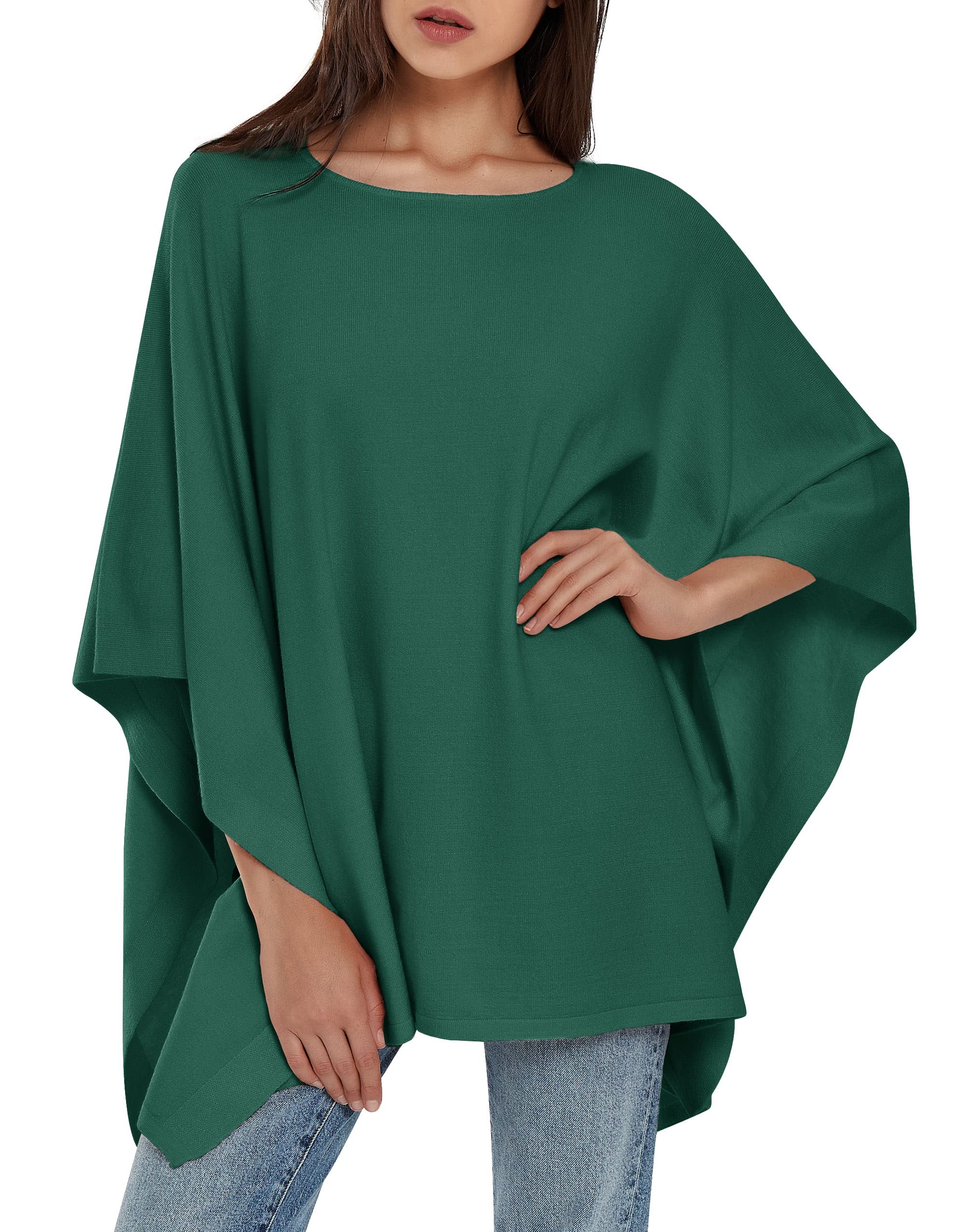 PULI Women's Pullover Poncho Sweater Knit Layering Top Travel