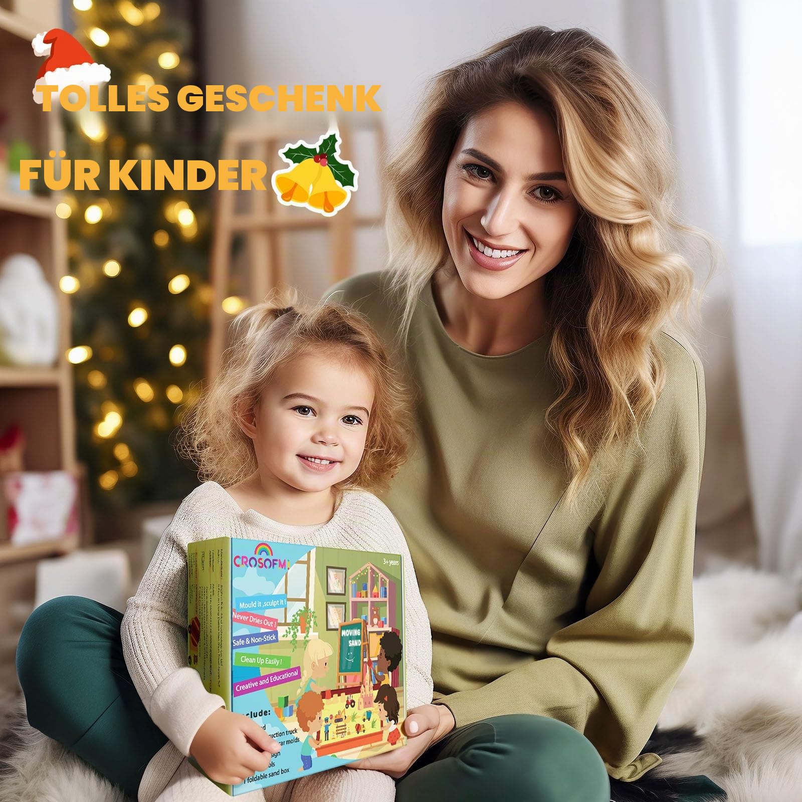 CROSOFMI Magic Sand Für Kinder Set Spielsand Faltbarer Sandkasten für Jungen Mädchen 3 4 5 6 7+ Jahre Alt