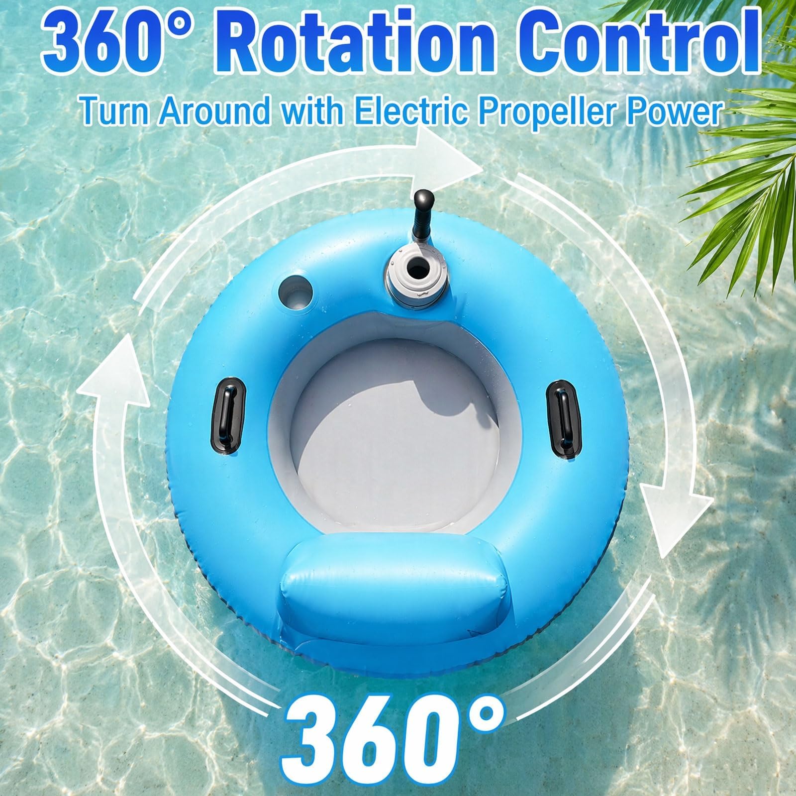 Tumbona motorizada para piscina con bomba de aire eléctrica y portavasos, silla de agua de hélice para lagos y playas, perfecta para vacaciones de verano