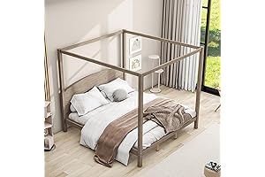 King Size Canopy Bed with Headboard and Support Legs