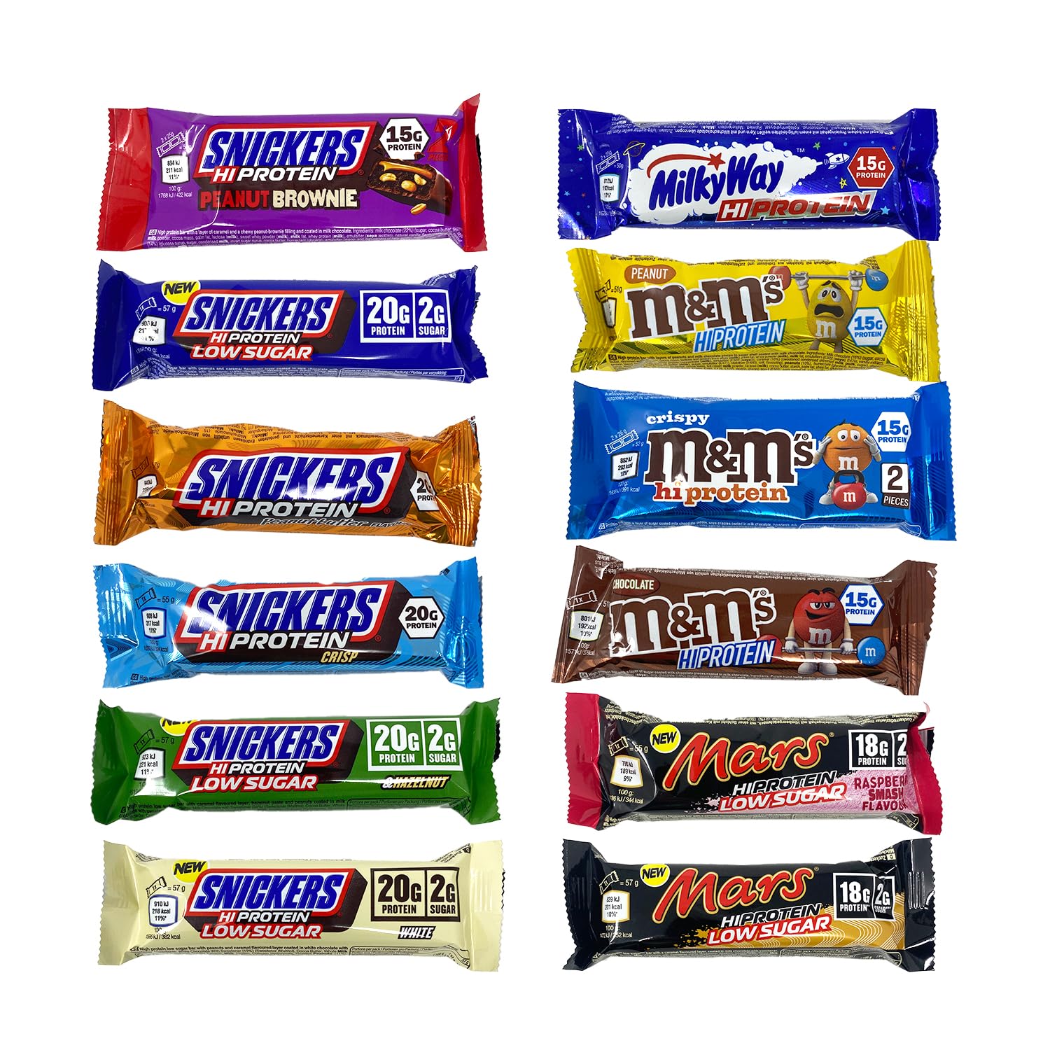 Snickers - Barra de proteínas (12 barras, 12 barritas + azúcar de uva GAMER SUPPS All In Mix, 12 barras)