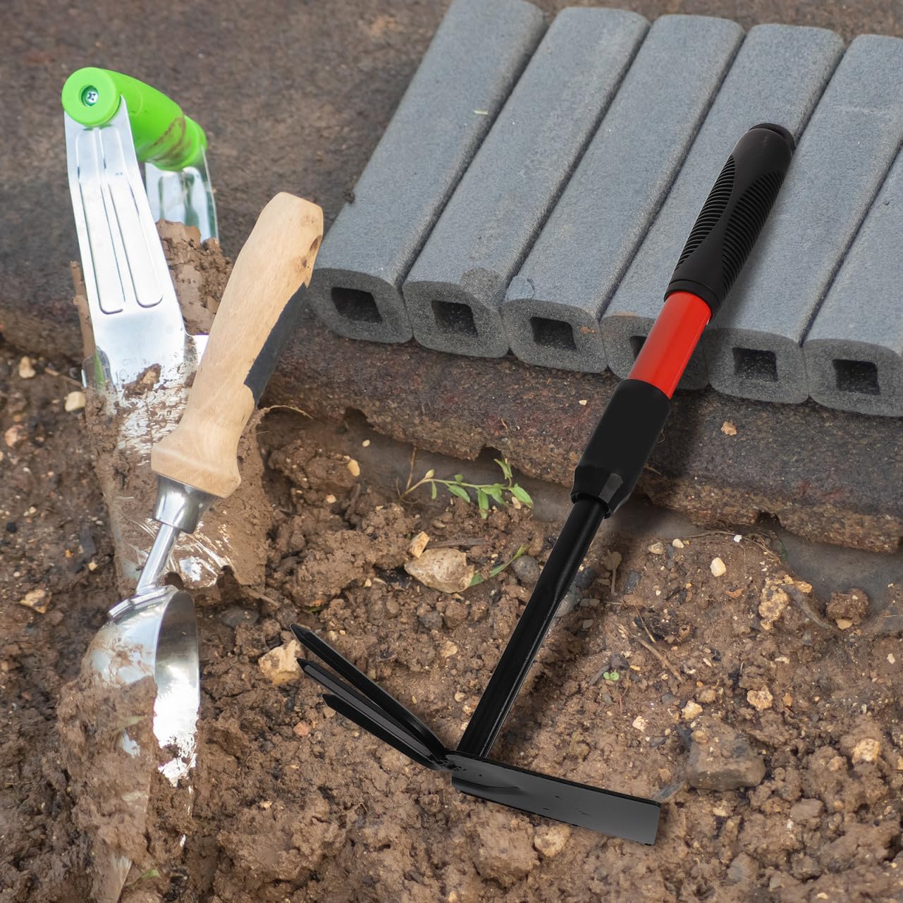 SUPVOX 3pièces De Jardin à Double Tête Acier Outil De Creusage Pratique Pour Légumes Et Extérieurs Outil De Jardinage Multifonctionnel Avec Acier