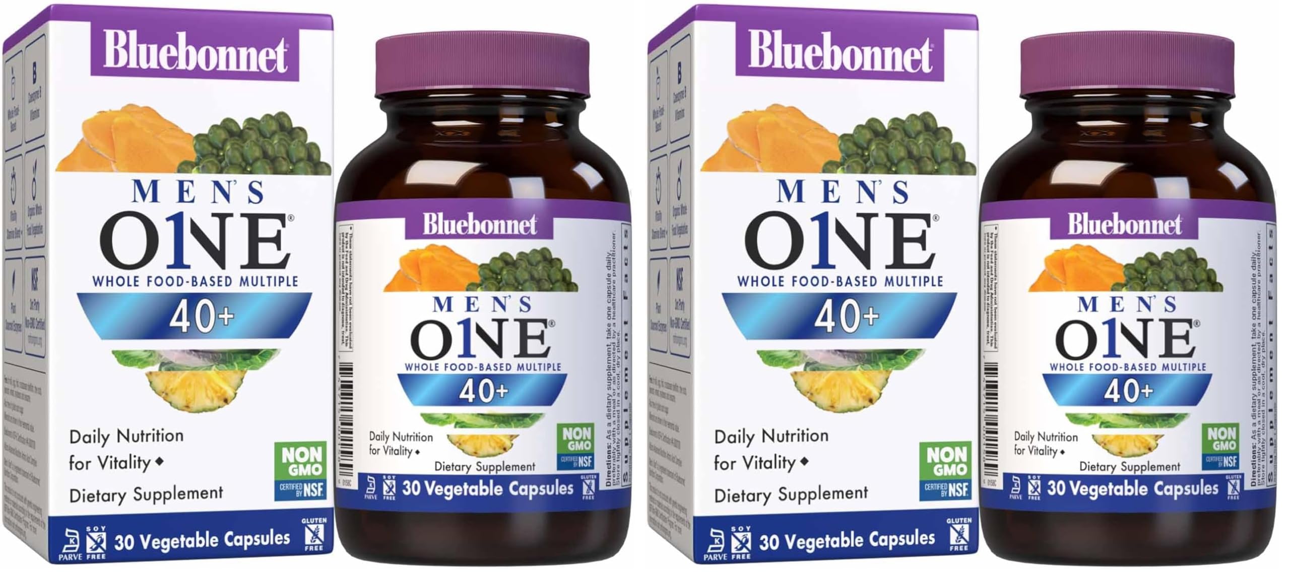 BlueBonnet Nutrition Mens' ONE 40+ Whole Food-Based Multiple 30 Count (Pack of 2)