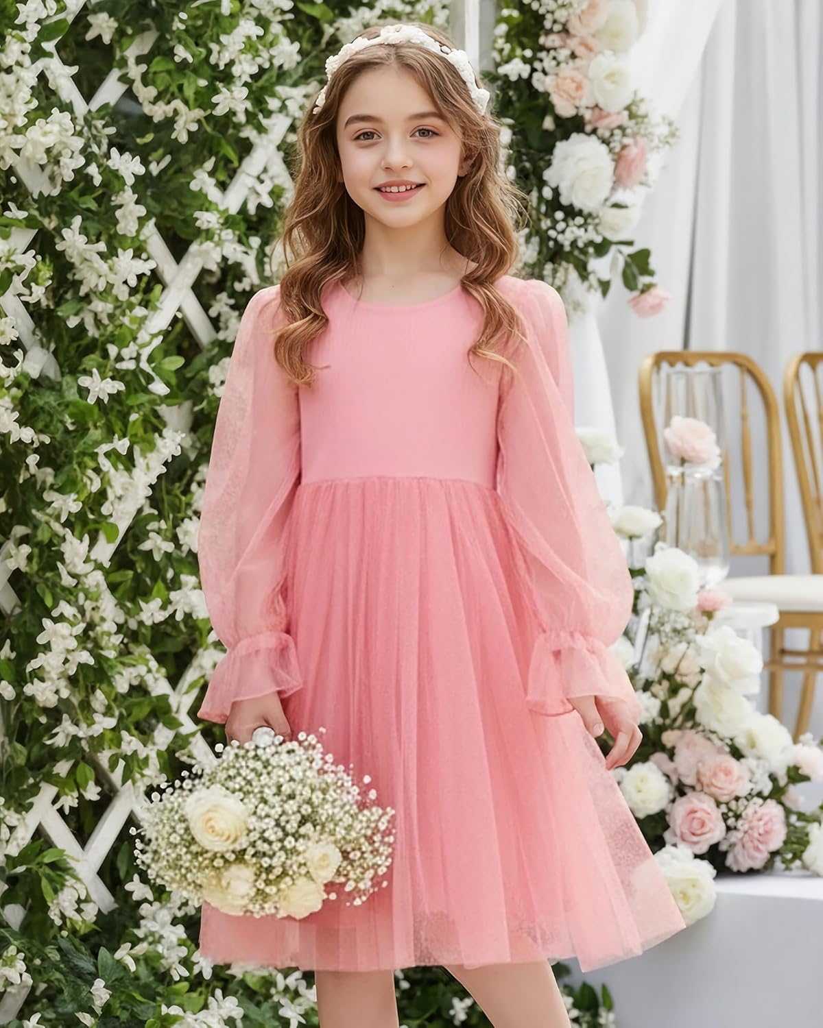 Toddler Tutu Dress Little Girl Long Sleeve Spring Sequin Party Brithday Princess Tulle Dress - Image 3