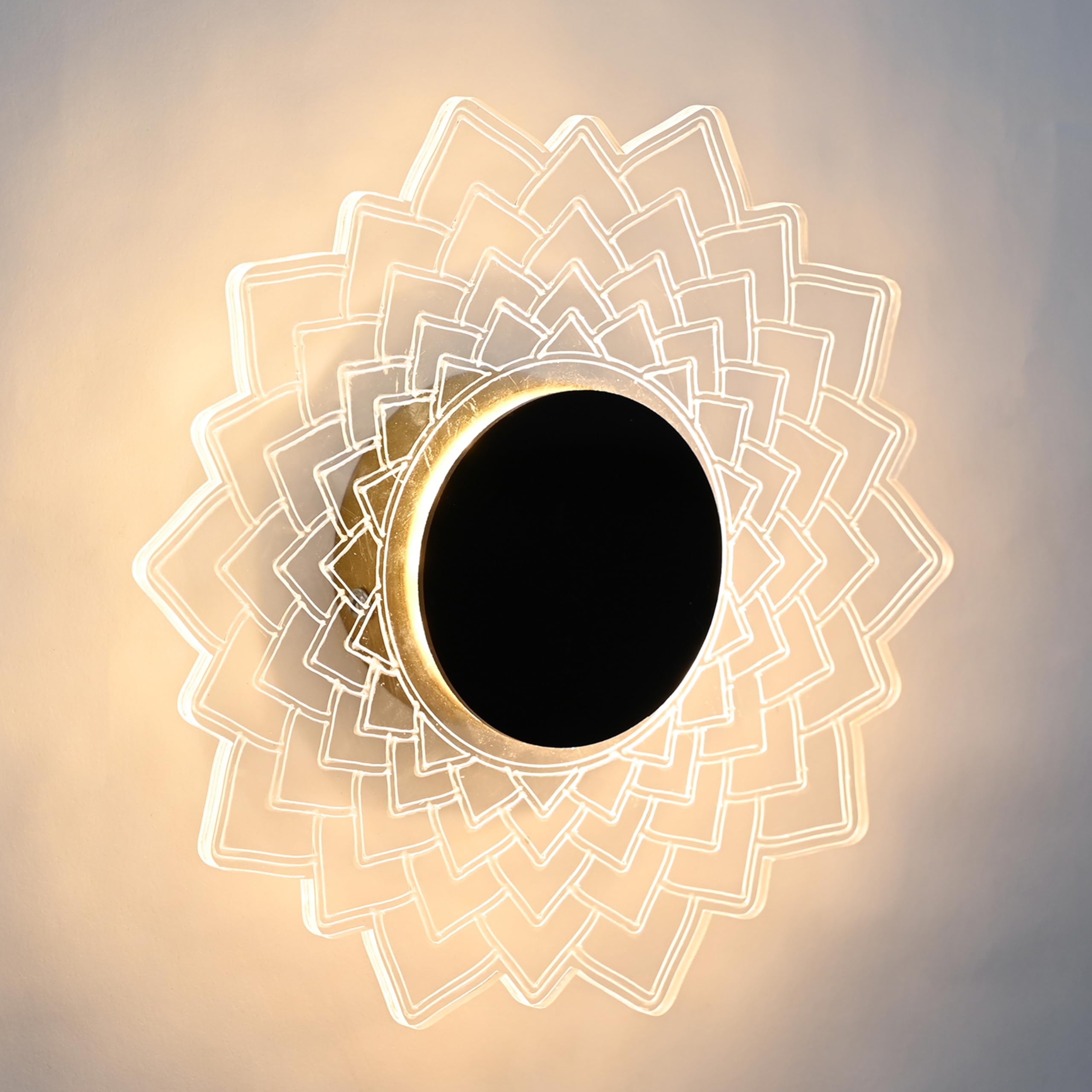 Groeien 15watt LotusGlow Modern LED Wall Lamp | Golden Decorative Wall Light for Living Room, Bedroom & Hall | Artistic Lotus Design Wall Fixture for Home Décor Indoor- Warm White(LotusGlow, 1)-image-19