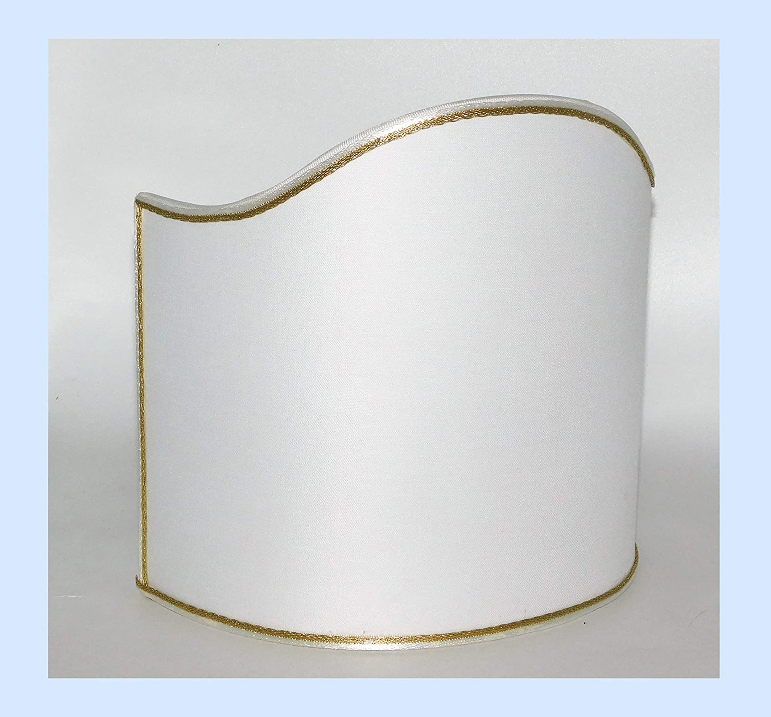 Paolo Rossi paralume mezza vela ventola veletta sagomata in tessuto con rifinitura oro dorata - produzione propria - made in Italy (bianco, diametro cm 45)