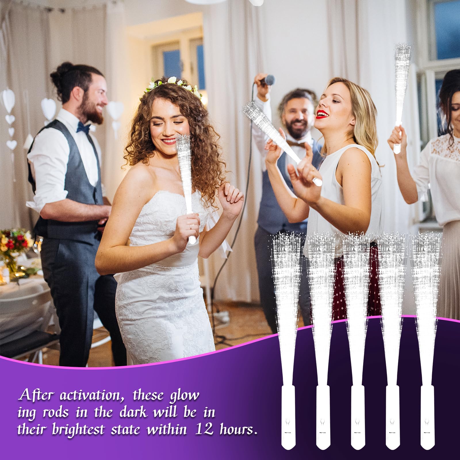 Vegena Set di 30 barre luminose a LED in fibra di vetro, per matrimoni, 3 modalità, barre luminose a LED, in fibra di vetro, per feste e concerti