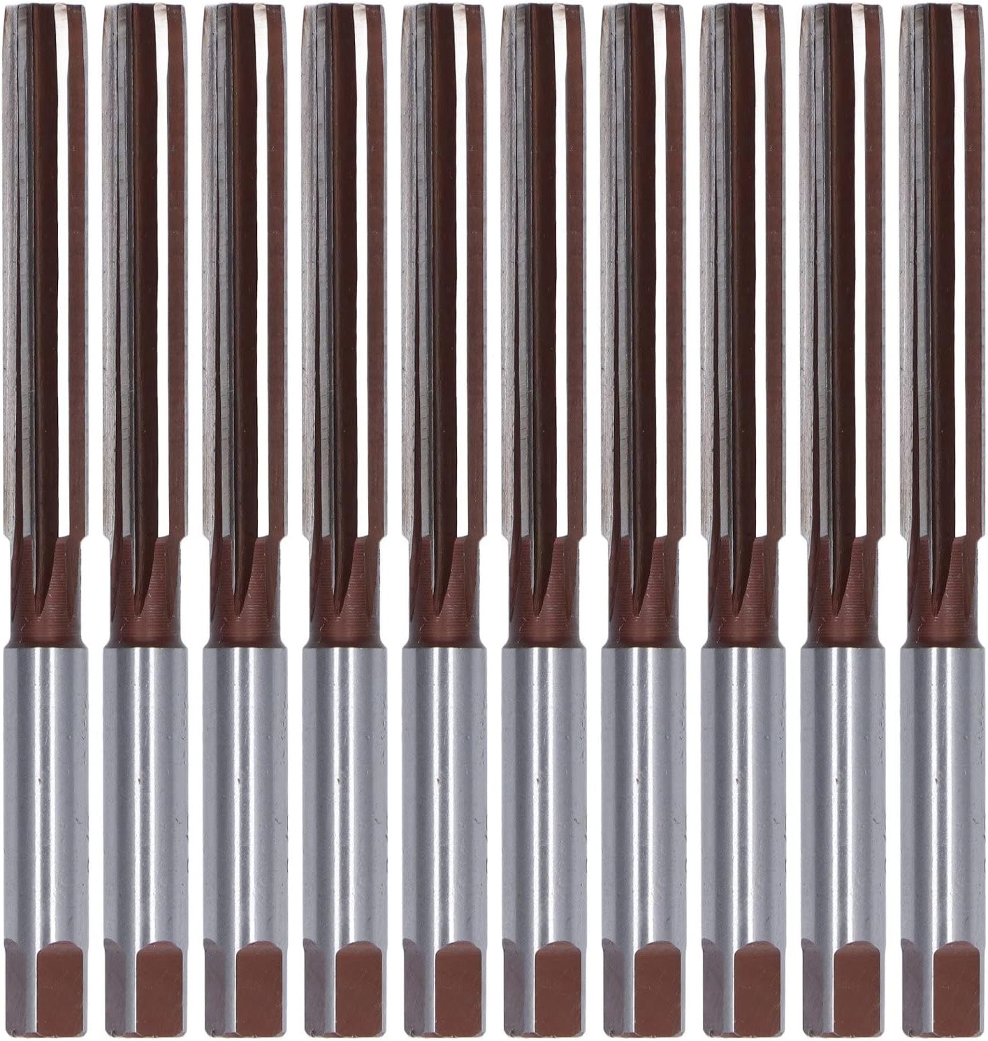 10Pcs Professional Hand Reamer Set 6 Straight Flutes System 3/8in 9SiCr Steel High Precision Tools for Metalworking Woodworking and DIY Projects