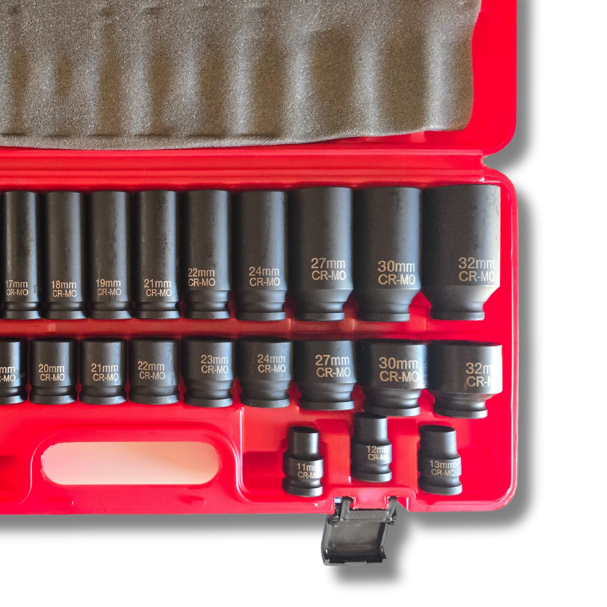 Maletín vasos impacto 1/2" (8-32mm) 35 piezas – Vasos cortos y largos Cr-Mo reforzados