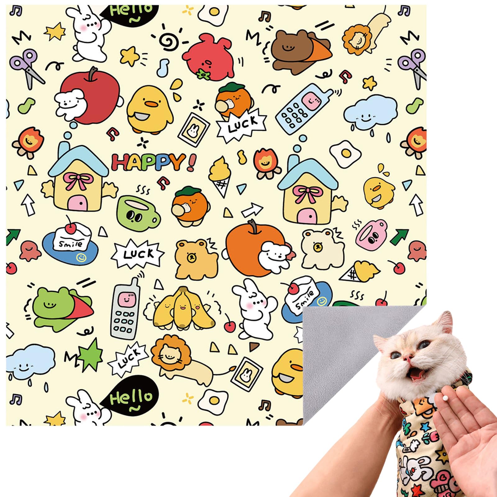 Cat Wrap for Cutting Nails, Self-Adhesive Cat Grooming Wrap, Cat Swaddle cBurrito Wrap, Cat Restraint for Nail Clipping, Cat Grooming Supplies