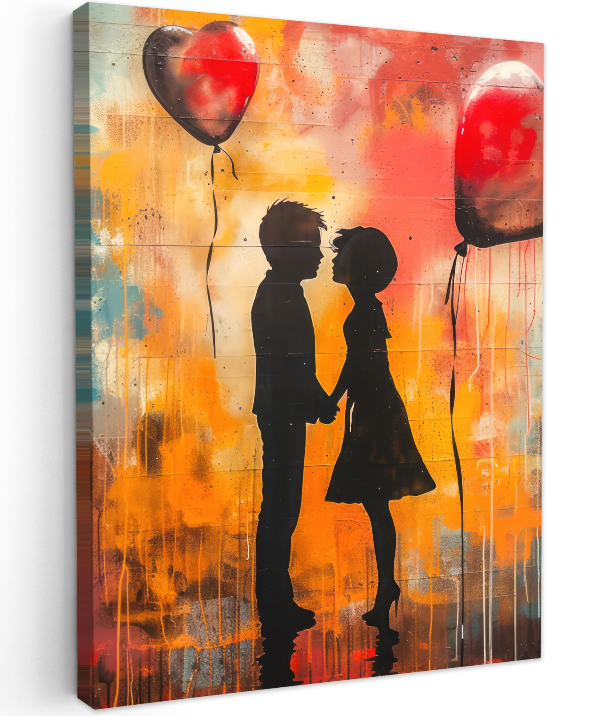 MuchoWow© Canvas Wall Art 12"x16" / 30x40 cm Decor Hanging Pictures for Living Room Canvus Artwork Deco Walls Street art - Love - Graffiti - Art - Banksy