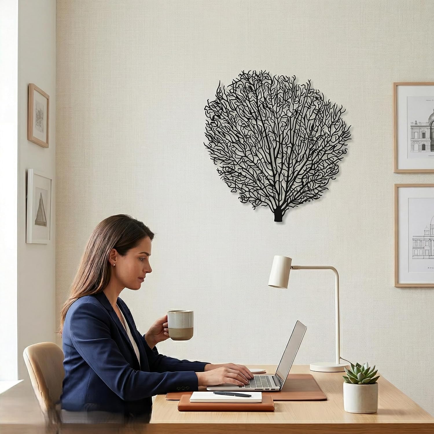 DEKADRON Metal Wall Decor, Branch, Home Living Room Decor, Wall Sign, Metal Wall Art, Interior Decoration, Indoor Outdoor Hangings (45x43 cm)