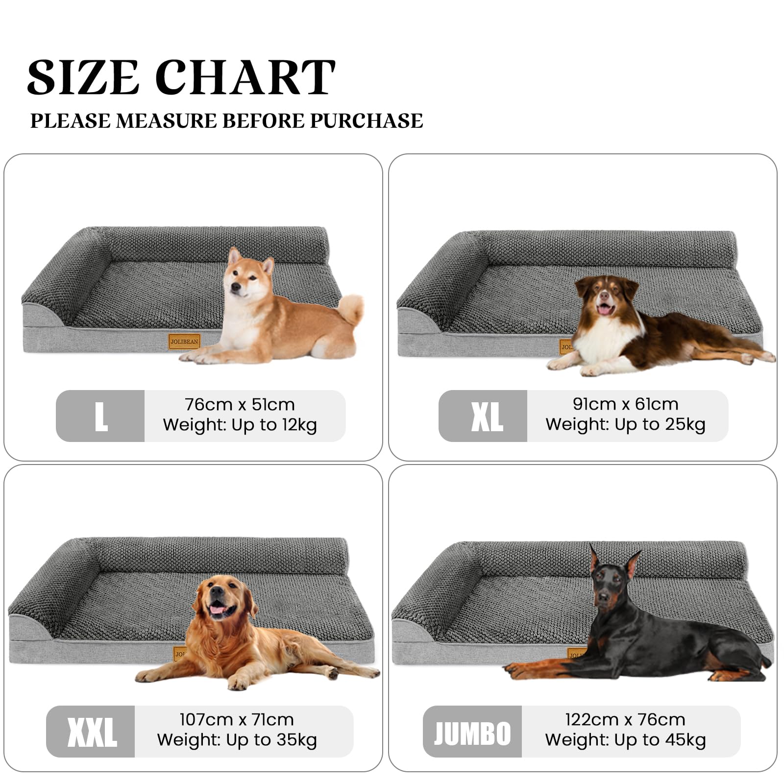 Cama Perro Jacquard Grande Ortopédica, Colchoneta Perro con Espuma De Caja De Huevos de L, Sofá Perro con Impermeable Lavable Desenfundable, 106x28cm, Gris