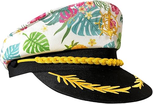 Miniatura 7 de Sombrero de capitán marinero, sombrero azul marino, yate, barco, tropical, hawaiano, flores, regalos de fiesta, accesorios de disfraz para mujeres y