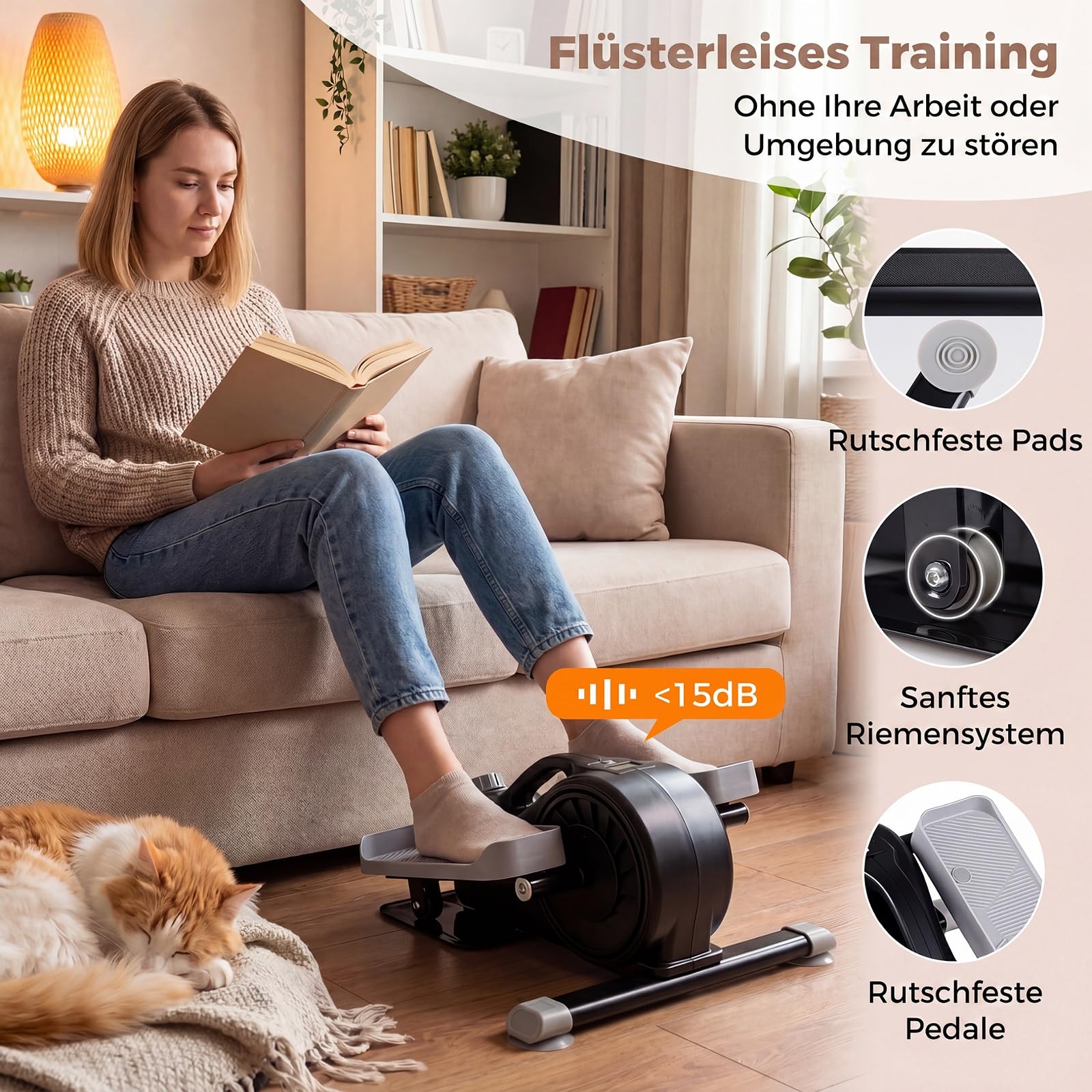 COSTWAY Mini elektrischer Crosstrainer, Stepper für Zuhause, Büro | Ellipsentrainer mit verstellbarem Widerstand & LCD-Display, Leise & Tragbar, Pedaltrainer für Senioren & Erwachsene