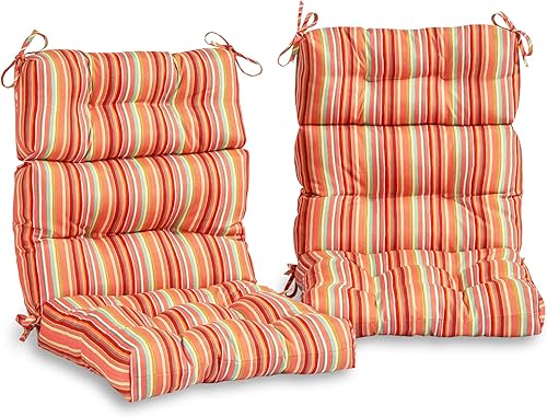 Miniatura 6 de South Pine Porch Cojín para silla de respaldo alto para exteriores, diseño Kinnabari Stripe 2 unidades