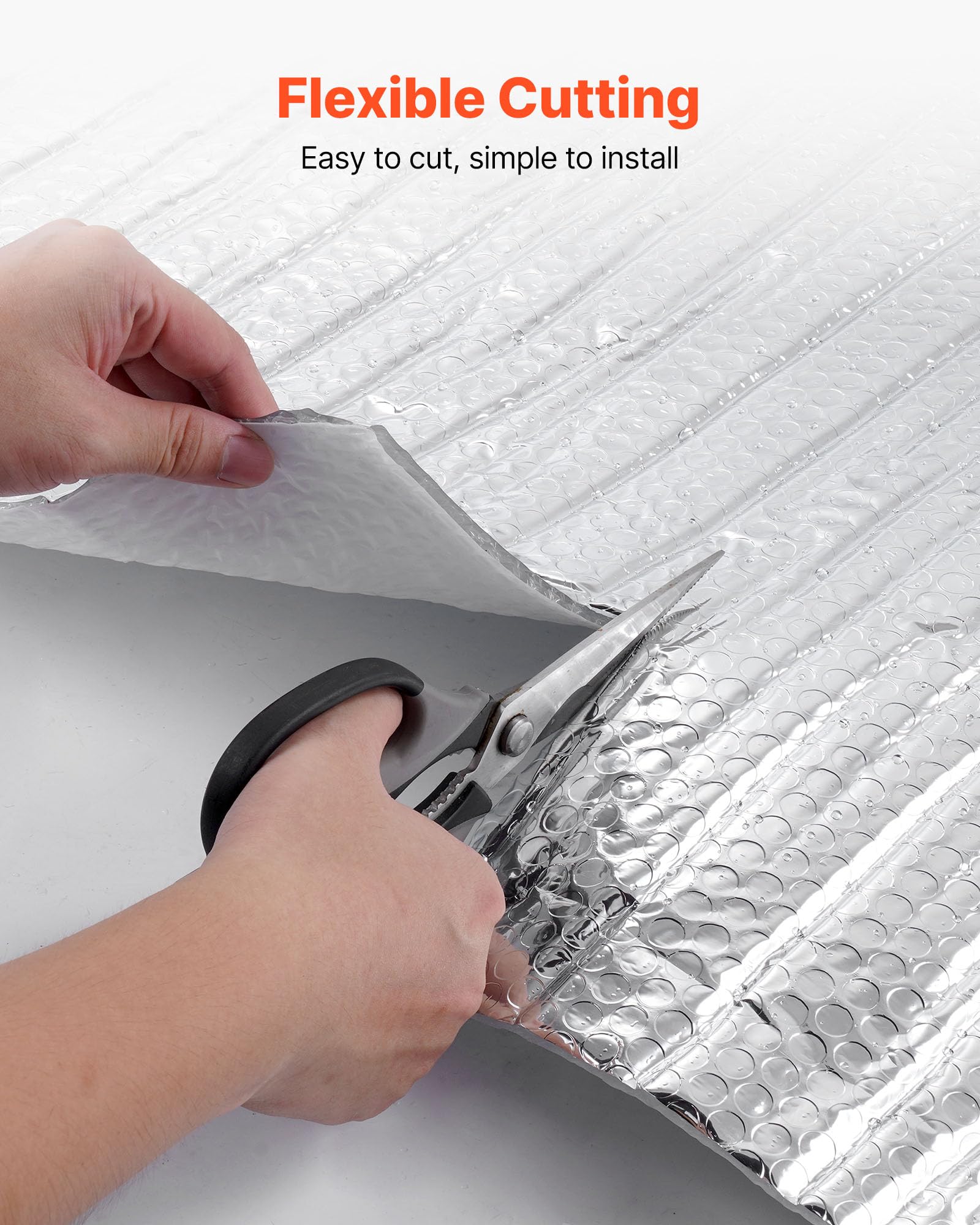 VEVOR Rotolo Isolante Riflettente, Barriera Radiante a Bolle d'Aria a Doppio Strato, 6 mm 30,48 mx 1,22 m, Pellicola in PE Bianco in Alluminio, Scudo Riflettente del calore, per Porte da Garage
